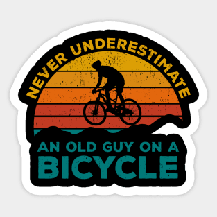 Never Underestimate An old Guy On A Bicycle - Christmas Gift Idea Sticker